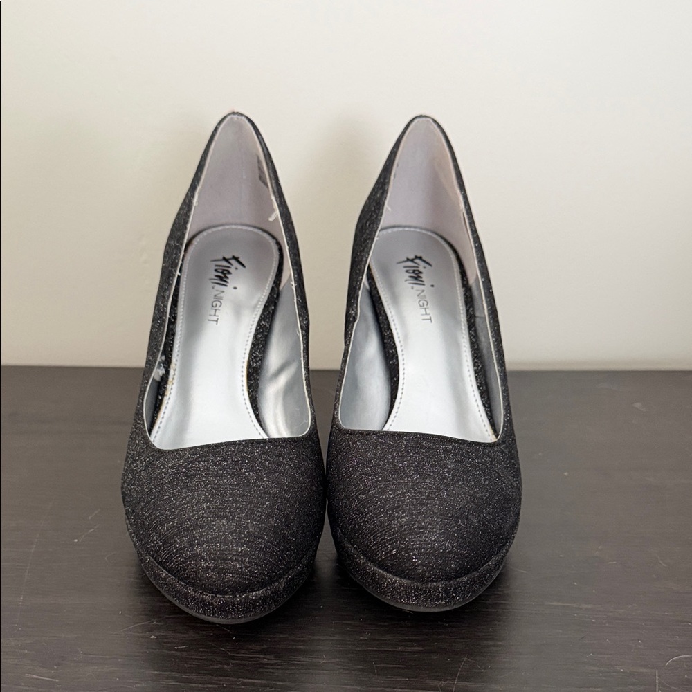 FIONI Clothing Black Glitter Heels